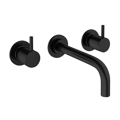 Crosswater MPRO Wall Mounted 3 Hole Set Basin Mixer - Matt Black - PRO130WNM+ 1 Crosswater MPRO Wall Mounted 3 Hole Set Basin Mixer - Matt Black - PRO130WNM+