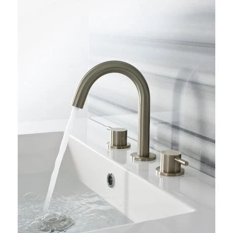 Crosswater MPRO Deck Mounted 3 Hole Set Basin Mixer - Brushed Stainless Steel - PRO135DNV 2 Crosswater MPRO Deck Mounted 3 Hole Set Basin Mixer - Brushed Stainless Steel - PRO135DNV - Image 2