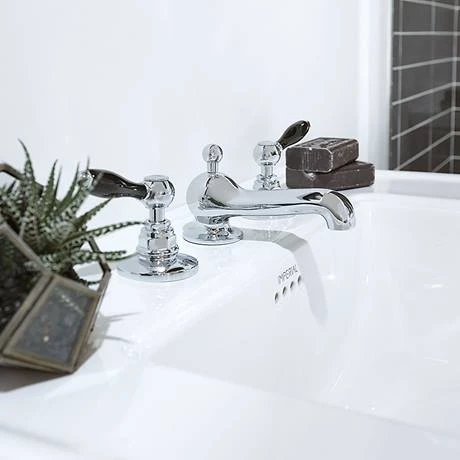 Imperial Radcliffe Chrome 3-Hole Basin Mixer with Black Levers + Waste 2 Imperial Radcliffe Chrome 3-Hole Basin Mixer with Black Levers + Waste - Image 2