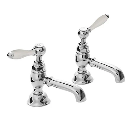 Imperial Radcliffe Chrome 1/2" Basin Pillar Taps with White Levers 1 Imperial Radcliffe Chrome 1/2" Basin Pillar Taps with White Levers