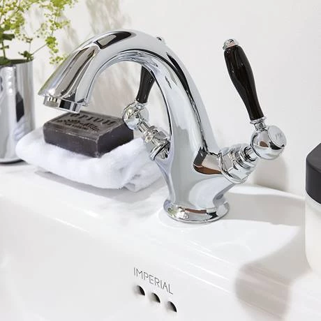 Imperial Radcliffe Chrome Tall Mono Basin Mixer with Black Levers + Waste 2 Imperial Radcliffe Chrome Tall Mono Basin Mixer with Black Levers + Waste - Image 2