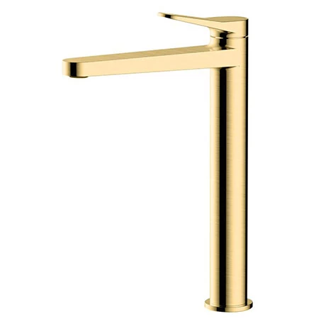 RAK Petit Round Tall Basin Mixer Tap Brushed Gold - RAKPER3003G 1 RAK Petit Round Tall Basin Mixer Tap Brushed Gold - RAKPER3003G