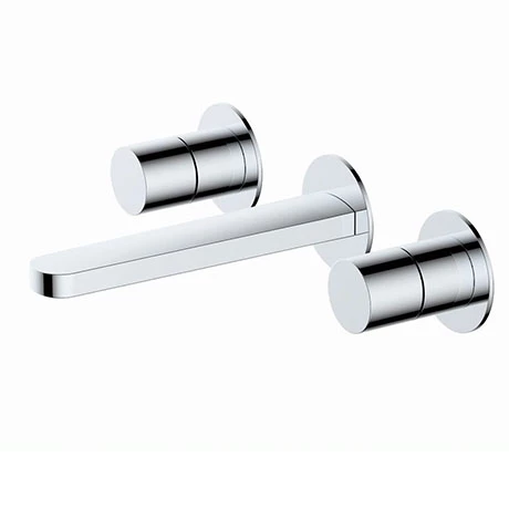 RAK Petit Round Wall Mounted 3 Hole Basin Mixer Chrome - RAKPER3010C 1 RAK Petit Round Wall Mounted 3 Hole Basin Mixer Chrome - RAKPER3010C