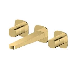 RAK Petit Square Wall Mounted (3TH) Basin Mixer Brushed Gold - RAKPES3010G