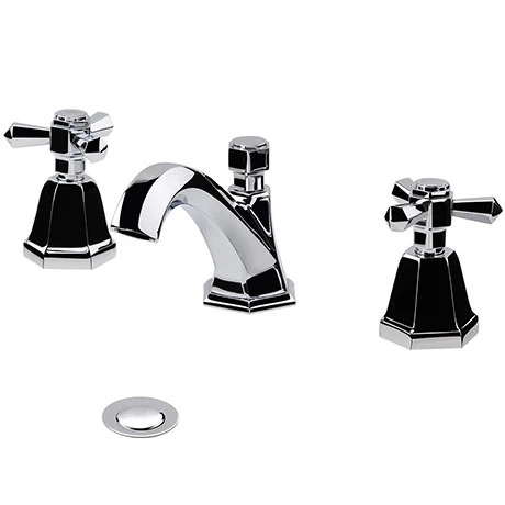 RAK Washington Art Deco 3 Hole Basin Mixer + Pop-up Waste - RAKWTN3019 1 RAK Washington Art Deco 3 Hole Basin Mixer + Pop-up Waste - RAKWTN3019
