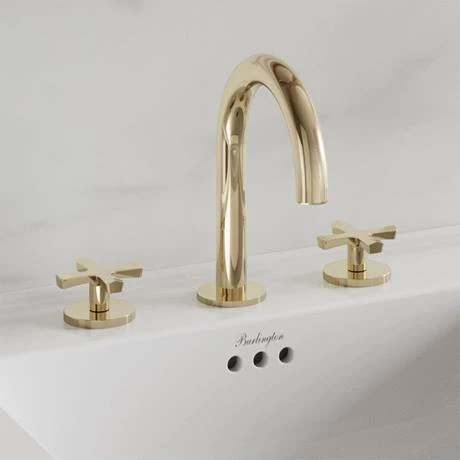 Burlington Riviera Art Deco Gold 3 Hole Deck Basin Mixer 2 Burlington Riviera Art Deco Gold 3 Hole Deck Basin Mixer - Image 2