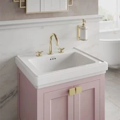 Burlington Riviera Art Deco Gold 3 Hole Deck Basin Mixer 6 Burlington Riviera Art Deco Gold 3 Hole Deck Basin Mixer -Basin Taps Shop RIV6 GOLD D2 460