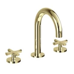 Burlington Riviera Art Deco Gold 3 Hole Deck Basin Mixer