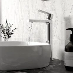 Hudson Reed Sottile Tall Mono Basin Mixer + Waste - SOT370 -Basin Taps Shop SOT370 D2 460