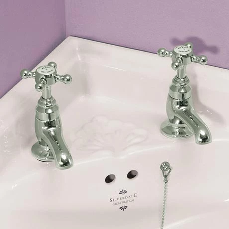 Silverdale Victorian Cloakroom Basin Pillar Taps Nickel 1 Silverdale Victorian Cloakroom Basin Pillar Taps Nickel