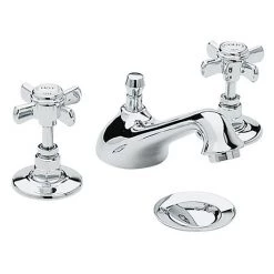 Heritage - Dawlish 3 Hole Basin Mixer with Pop-up Waste - Chrome - TDCC06