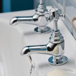 Heritage - Dawlish Short Nose Basin Pillar Taps - Chrome - TDCCS00 -Basin Taps Shop TDCCS00 D2 460