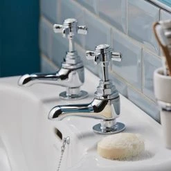 Heritage - Dawlish Short Nose Basin Pillar Taps - Chrome - TDCCS00 -Basin Taps Shop TDCCS00 D3 460
