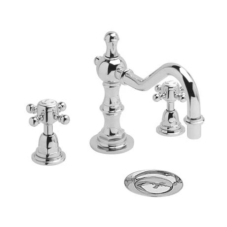 Heritage - Hartlebury 3 Hole Swivel Spout Basin Mixer with Pop-up Waste - Chrome - THRC09 1 Heritage - Hartlebury 3 Hole Swivel Spout Basin Mixer with Pop-up Waste - Chrome - THRC09