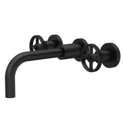Hudson Reed Revolution Industrial 3TH Wall Mounted Basin Mixer - Matt Black - TIW417