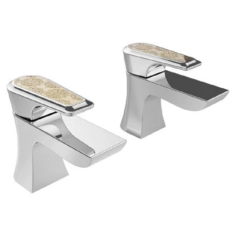 Heritage Lymington Lace Gold Basin Pillar Taps - TLYCG00 1 Heritage Lymington Lace Gold Basin Pillar Taps - TLYCG00