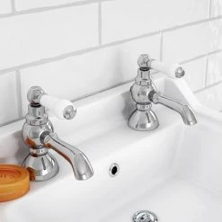 Chatsworth 1928 Traditional White Lever Pillar Basin Taps -Basin Taps Shop TRAD015D detail2 460