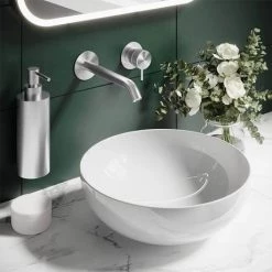 Crosswater 3ONE6 Stainless Steel Wall Mounted 2 Hole Set Basin Mixer - TS120WNS -Basin Taps Shop TS120WNS D2 460