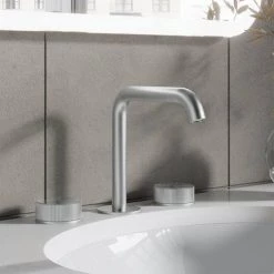 Crosswater 3ONE6 Stainless Steel Deck Mounted 3 Hole Set Basin Mixer - TS135DNS 4 Crosswater 3ONE6 Stainless Steel Deck Mounted 3 Hole Set Basin Mixer - TS135DNS -Basin Taps Shop TS135DNS D1 460