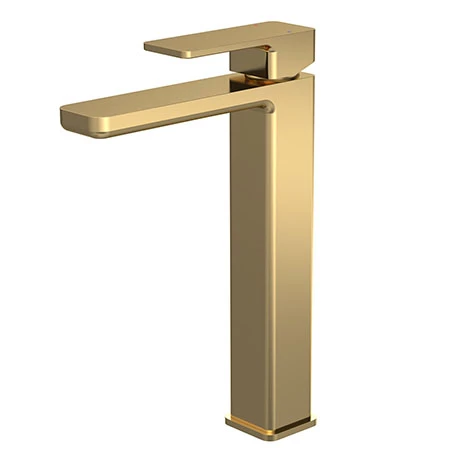 Venice Cubo Brushed Brass High Rise Mono Basin Mixer 1 Venice Cubo Brushed Brass High Rise Mono Basin Mixer