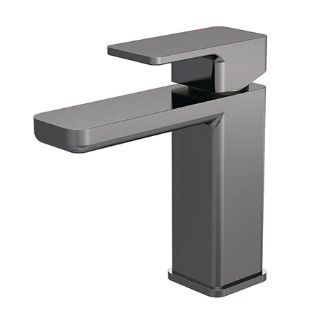 Venice Cubo Gunmetal Grey Mono Basin Mixer with Push Button Waste 1 Venice Cubo Gunmetal Grey Mono Basin Mixer with Push Button Waste