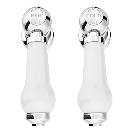 Chatsworth 1928 Traditional Wall Mounted White Lever Basin Mixer Tap 3 Chatsworth 1928 Traditional Wall Mounted White Lever Basin Mixer Tap - Image 3