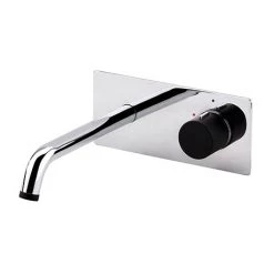 Venice Modern Round Wall Mounted Bath or Basin Mixer - Chrome / Matt Black