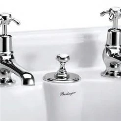 Burlington Kensington Regent Bridge Curved Spout Basin Mixer (230mm centers) w Invisible Overflow -Basin Taps Shop W9 D1 375 7