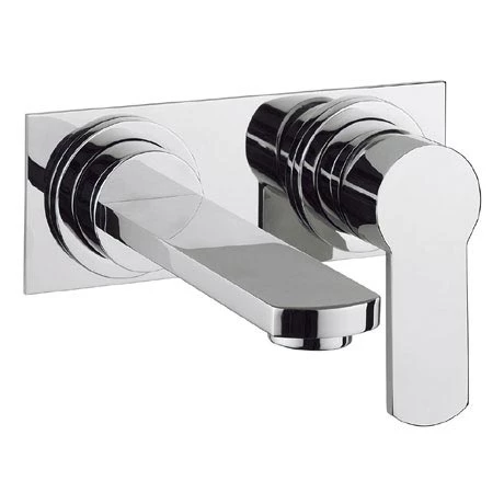 Crosswater - Wisp Wall Mounted 2 Hole Set Basin Mixer with Back Plate - WP121WNC 1 Crosswater - Wisp Wall Mounted 2 Hole Set Basin Mixer with Back Plate - WP121WNC