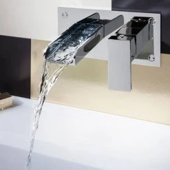 Crosswater - Water Square Wall Mounted 2 Hole Set Basin Mixer - WS121WNC -Basin Taps Shop WS121WNC D2 460